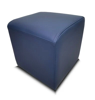 Blaues Echtleder Hocker Sitzhocker Rindsleder Sitzwürfel Blau Leder Sofa Würfel - Bild 1 von 4