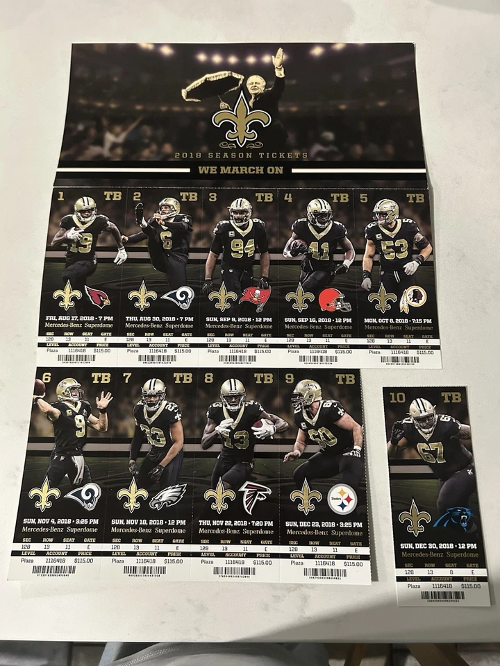 New Orleans Saints 2018 Season Tickets - Image 1 of 1