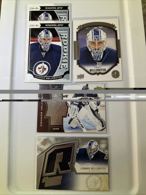 Connor Hellebuyck Rookie Cards & 20/21 SPx Finite SP /2999 w/ SPx Patch SP RC - Image 1 of 3