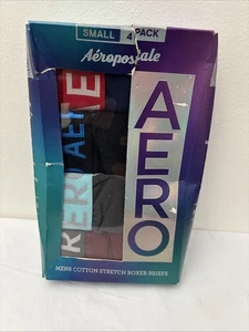 Paquete de 4 calzoncillos boxer Aeropostale de algodón elástico para hombre talla pequeña - Imagen 1 de 5