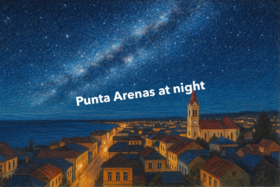 Punta Arenas at Night цветной карандаш (изображение сгенерировано искусственным интеллектом) - Изображение 1 из 1