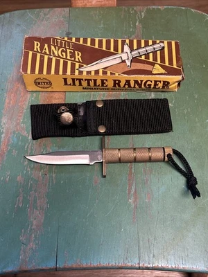 Cuchillo de supervivencia en miniatura Little Ranger de United de colección hoja fija mango de latón Foto 1 de 4