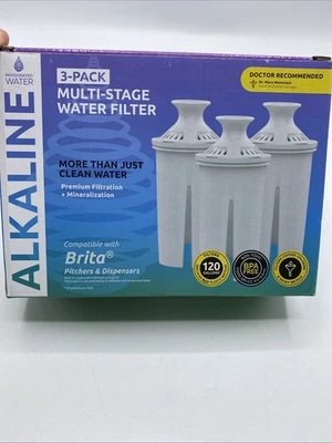 Water Filter Cartridges Alkaline(Compatible W/ Brita Pitchers& Dispensers)  3 PK - Image 1 of 4