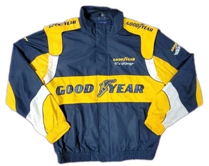 Vintage Nascar Goodyear Jacke mittelblau gelb Jacken Full Zip Herren - Bild 1 von 12