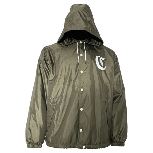 Giacca con cappuccio Celine stampa logo in nylon verde uomo oliva taglia 52