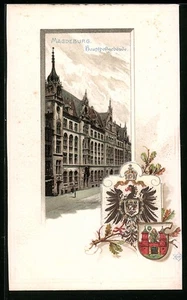 Lithographie Magdeburg, Partie am Hauptpostgebäude  - Picture 1 of 2