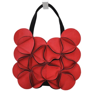 GOODJOB Red Blossom Purse Origami 3D Flower Floral Shoulder Bag Unique Statement - Picture 1 of 18