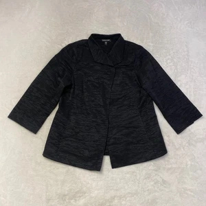 Eileen Fisher Italian Fabric Black Textured 3/4 Sleeve Jacket - Size S - Picture 1 of 9