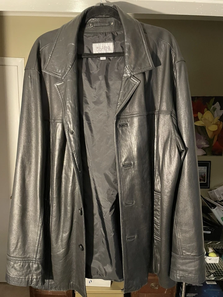 Chaqueta Abrigo Coche Wilsons Cuero M. Julian Para Hombres Cuero Genuino Negro Talla 2XLT Foto 1 de 4