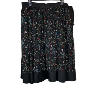 UNIQUE VINTAGE Swing Midi Skirt in Black and Floral Print Women's Size 14 - Picture 1 of 8