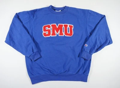 Sudadera Southern Methodist University Para Hombre Grande Azul Cuello Redondo SMU College Foto 1 de 4