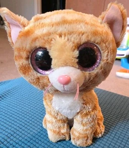 Peluche Ty Beanie Boos 9" Tabitha il gatto a righe marrone chiaro ritirato 2014 - Foto 1 di 4