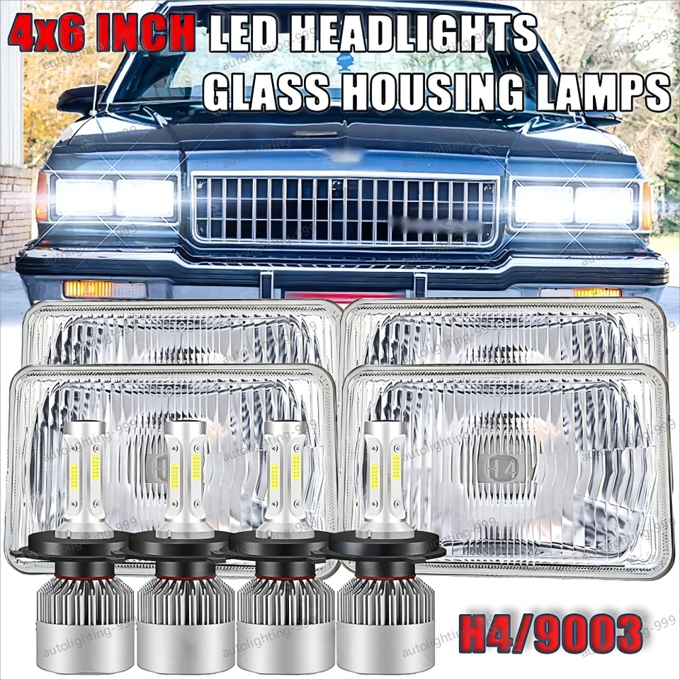Faros LED 4x6" 4 piezas para Chevrolet Caprice 1977-1986 cupé clásico H4 Foto 1 de 4