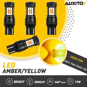 4x 7443 7440 LED amarillo ámbar intermitente intermitente luz de estacionamiento DRL bombilla inversa - Imagen 1 de 9
