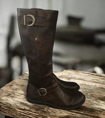 Botas de Equitação Born Cybele BOC tamanho 8 -14” Marrom Fivela Detalhe Rodeio Cowgirl Evento - Imagem 1 de 4