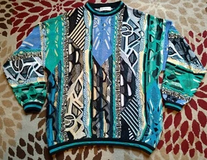 Vtg St. Croix Knits / XL / 3D Textured Sweater Mens / Coogi Style / Multicolor - Picture 1 of 11