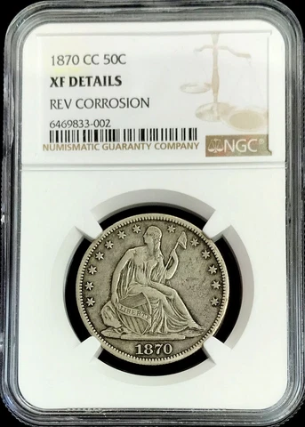 1870 CC SILVER SEATED LIBERTY HALF DOLLAR 50C CARSON CITY COIN KEY DATE NGC XF* Cover