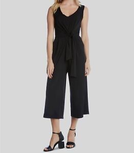 $149 Karen Kane Women's Black Tie Front Sleeveless V-Neck Jumpsuit Size L
