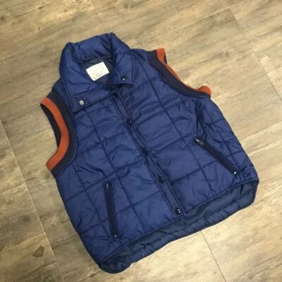 Vintage Sears Men Puffer Vest Size Large Snap Blue Nylon Zipped Pockets - Image 1 of 4