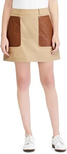 $165 NWT Ralph Laren Polo Golf Beige skirt skort leather pockets women's size 6 - Picture 1 of 12