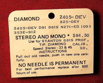 Stanton 2405DEV Diamond Stylus D81, 881S 825DEV NEW/OLD STOCK • 36.77€