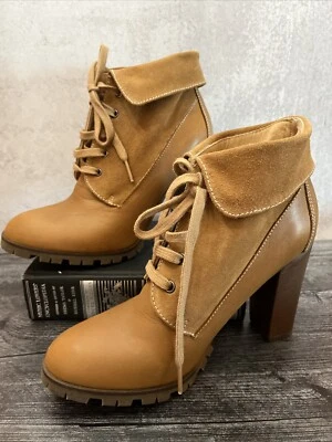 Bettye Muller Suede Wedge Lace Up Boots  Ankle Booties Women's 39 8.5 - Image 1 of 4