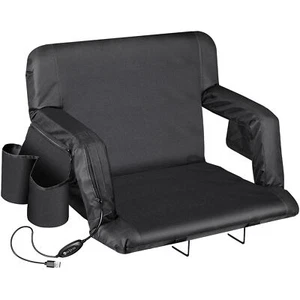 Memory Foam Cushioning and Foldable Design Portable Heated Stadium Seat, Black - Picture 1 of 16