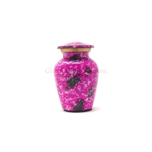 Cremation urn Mini Garden Flowers Pink Brass for Keepsake Cremation Ashes - Picture 1 of 9