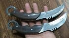 Custom Hand Crafted knife king's Damascus Steel Double Edge Karambit Pair