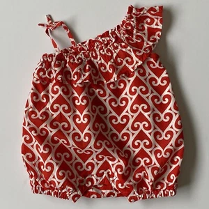 Gap One Piece Size 0 3 Months Romper 100% Cotton Red White Hearts Baby Girls EUC - Picture 1 of 15