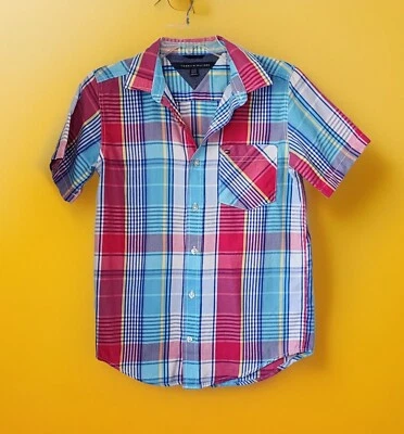 Tommy Hilfiger Plaid Flannel Youth size Large Short Sleeve Preppy Casual City - Image 1 of 4