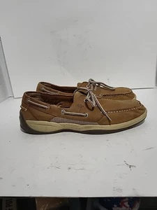 MARGARITAVILLE ANGLER TAN BROWN LEATHER BOAT MENS 12 SHOES - Picture 1 of 6