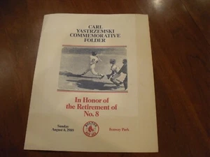 Boston  RED SOX COMMEMORATIVE FOLDERS - #8 CARL YASTRZEMSKI 08/06/1989 - Picture 1 of 9