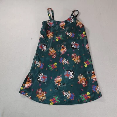 Camisa Camisón Vintage Looney Tunes Mujer Pequeña Verde Warner Bros Navidad Foto 1 de 4