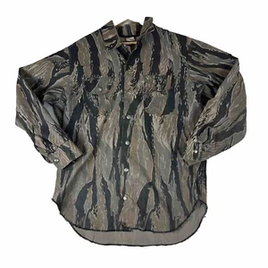 Vtg Neet Products Camo Shirt Metal Button Up Hunting Made In USA Mens L Canvas - Picture 1 of 14