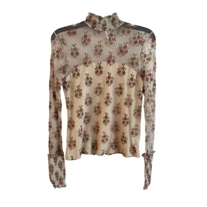 Top Free People Sweet Dreams Malla Floral Ilusión Cuello Alto Talla Pequeña - Imagen 1 de 7