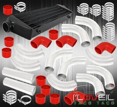 12 Piece Piping Kit + Turbo Fmic Front Mount Intercooler + Silicone Couplers Kit Foto 1 de 3