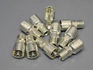 Lot of 10 Parker 10143-8-6 Adapter 1/2" NPT Male Rigid -3/8" Hose Crimp Fitting - Picture 1 of 8