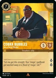 x1 Cobra Bubbles - Just a Social Worker - 4/204 - Rare - Cold Foil Lorcana DLC02 - Picture 1 of 1