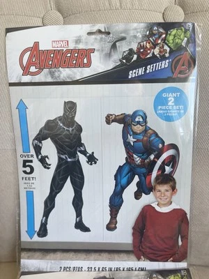 Birthday Marvel Avengers Party Scene Setters Captain America & Black Panther NEW - Image 1 of 4