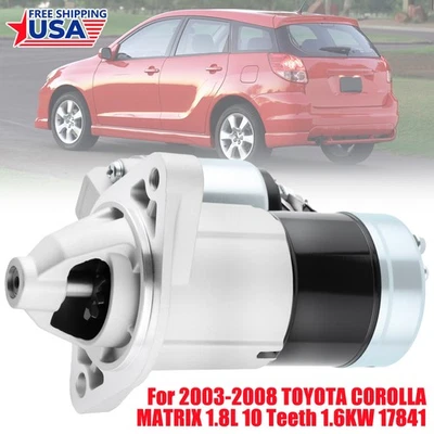 17841 New STARTER 2003 2004 2005 2006 07 08 For TOYOTA COROLLA 04-08 MATRIX 1.8L Foto 1 de 4