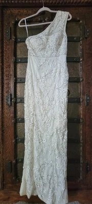 Gorgeous Ivory Sue Wong Nocturne Lace Beaded One Shoulder Bridal Prom Dress - Image 1 of 4