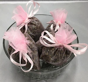Set of 4 Lavender Sachets made with Light Pink Organza Bags - Picture 1 of 4