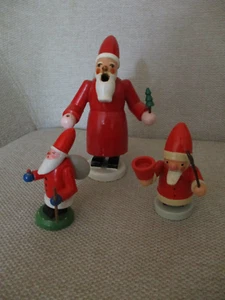 Weihnachtsmann Nikolaus 3 x Figuren alt Erzgebirge Räuchermann - Bild 1 von 9