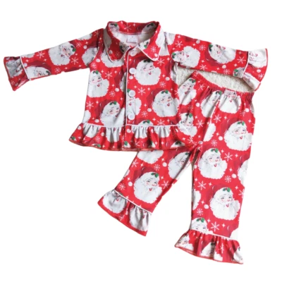 Conjunto de pijama infantil manga longa estampa de Papai Noel 2 peças roupa de dormir de Natal  - Imagem 1 de 4