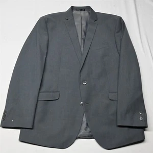 Kenneth Cole Reaction 46L Gray Micro Check Mens Sport Coat Suit Jacket Blazer - Picture 1 of 12