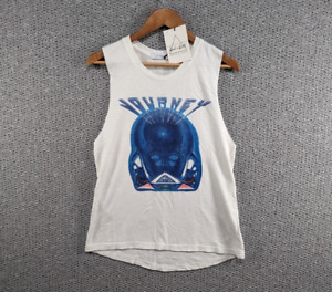 Daydreamer Journey Women's White Hemp Graphic Print Rock Band T-shirt Vest - M