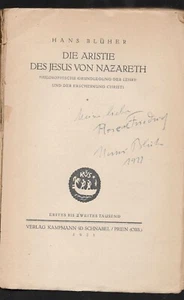 Hans Blüher Die Aristie des Jesus von Nazareth kl. Widmung signiert Erstausgabe - Bild 1 von 2