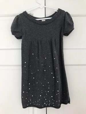 Vestido suave gris antiguo azul marino para niñas talla 5 con lentejuelas - ¡Excelente estado! Foto 1 de 4