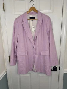 Banana Republic Blazer Womens Plus Size 18 Linen Blend Lavender One Button Lined - Picture 1 of 5